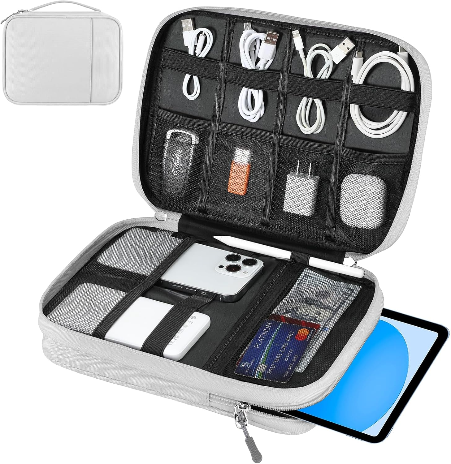 GLANIX Double Layer Electronics Organizer Bag,Glanix-industry,GLANIX Double Layer Electronics Organizer Bag | Travel Tablet Cable Organizer for 9–11 Inch Devices