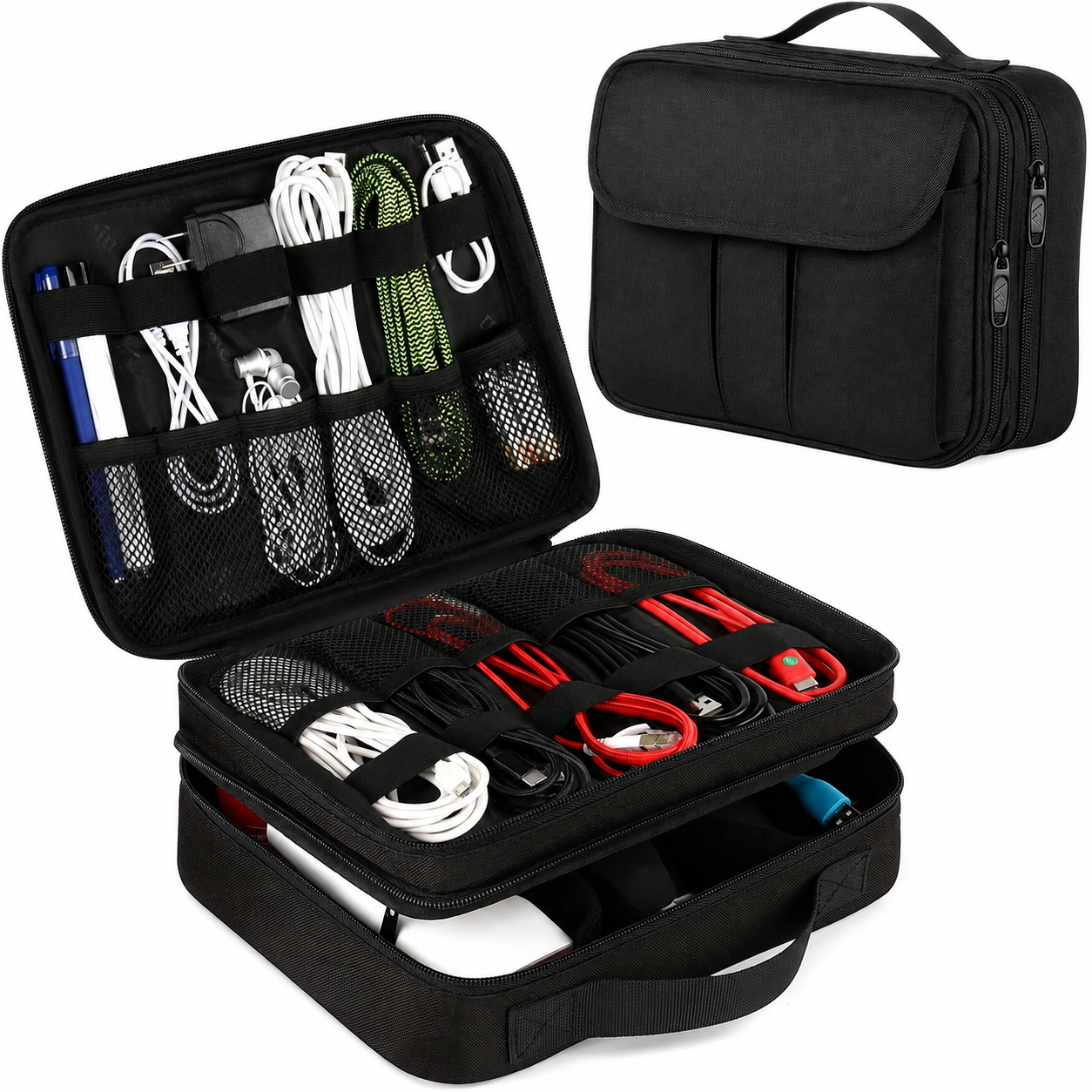 GLANIX Double Layer Travel Cable Organizer Bag,Glanix-industry,GLANIX Double Layer Cable Organizer Bag