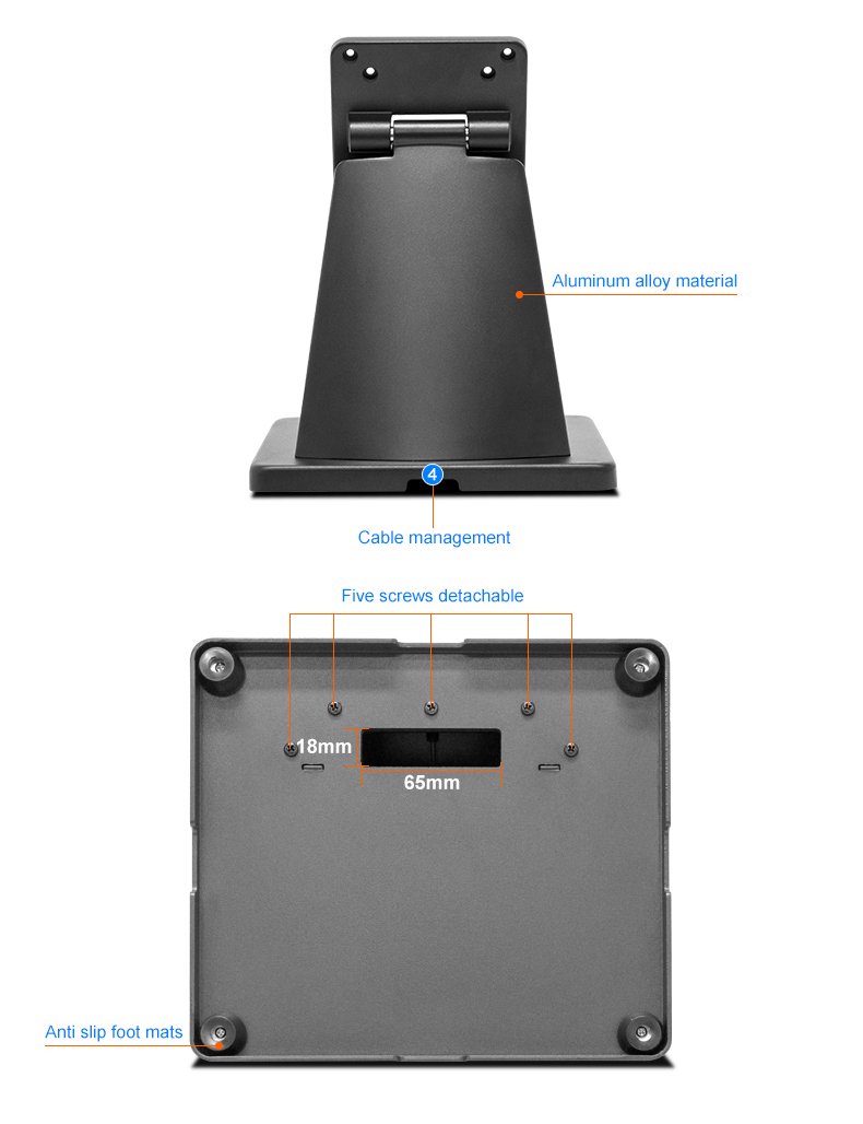 POS Monitor Stand Adjustable Angle 10-22 Inch Load 5KG Magnetic