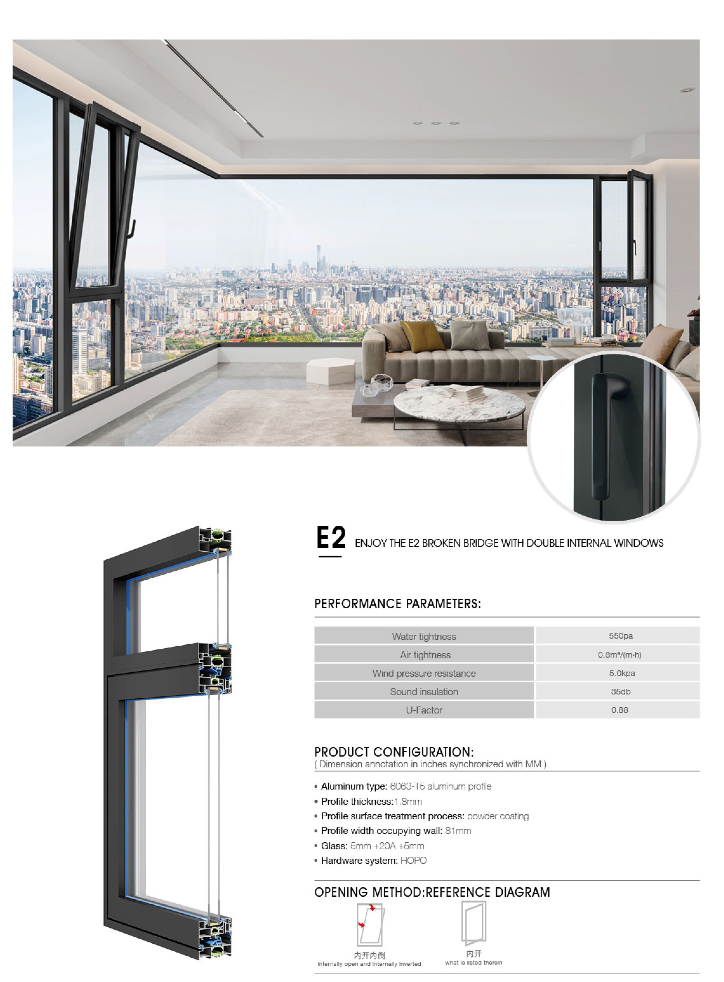 Modish Large Glass Inward-Opening Casement Window