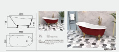 Vintage Burgundy Freestanding Artificial Stone Bathtub