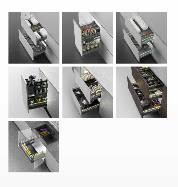 Glass Pull-Out Cabinets Storage Accessories