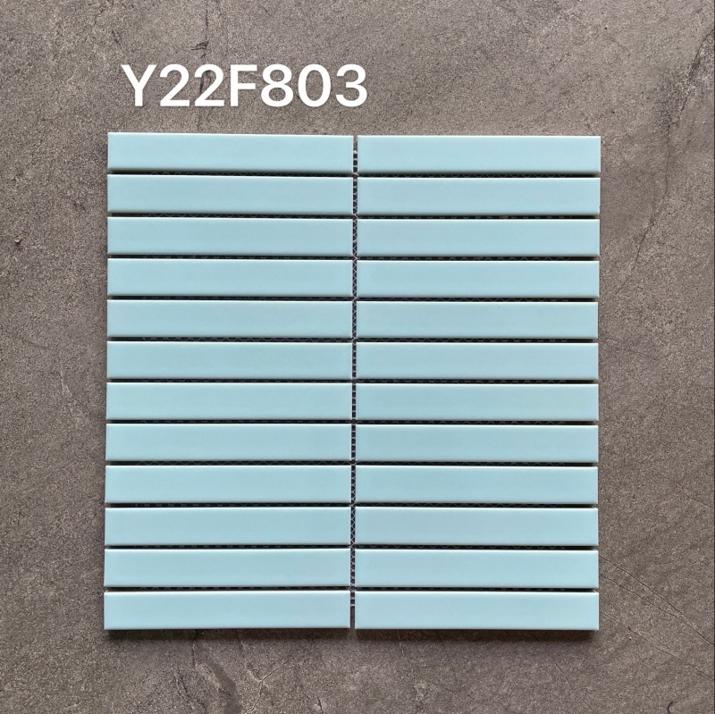 Sky Blue Matte Strip Mosaic Tile