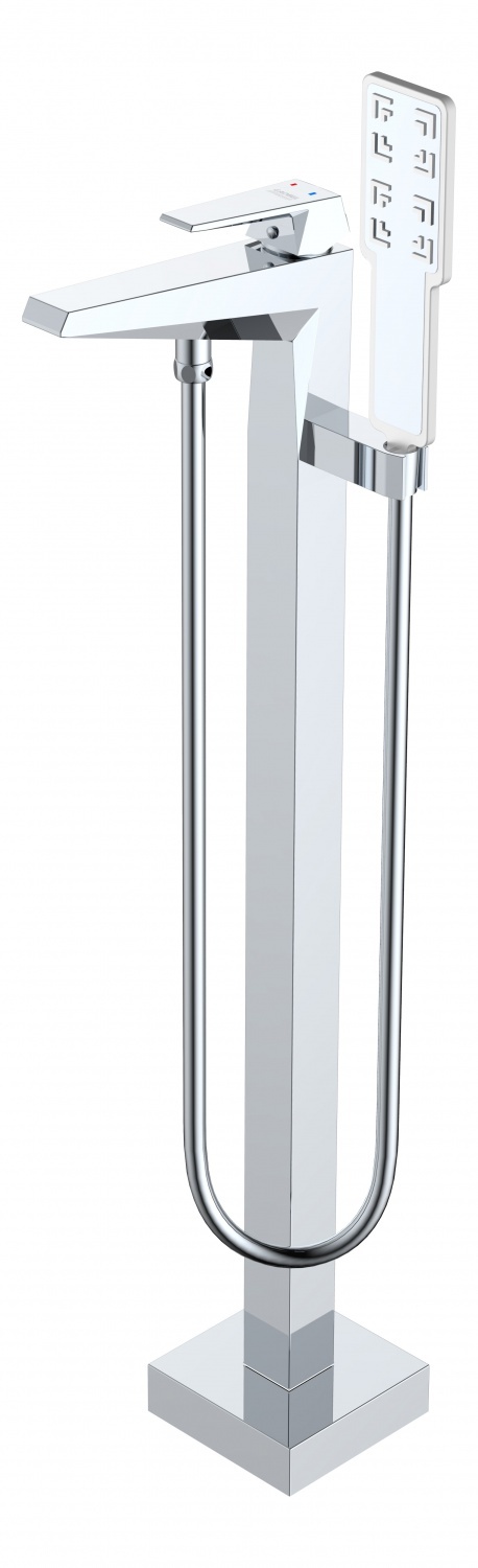 Floor-Standing Chrome Bathtub Shower