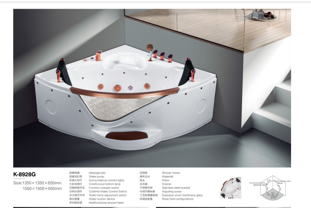 Fan-Shaped Acrylic Massage Bathtub