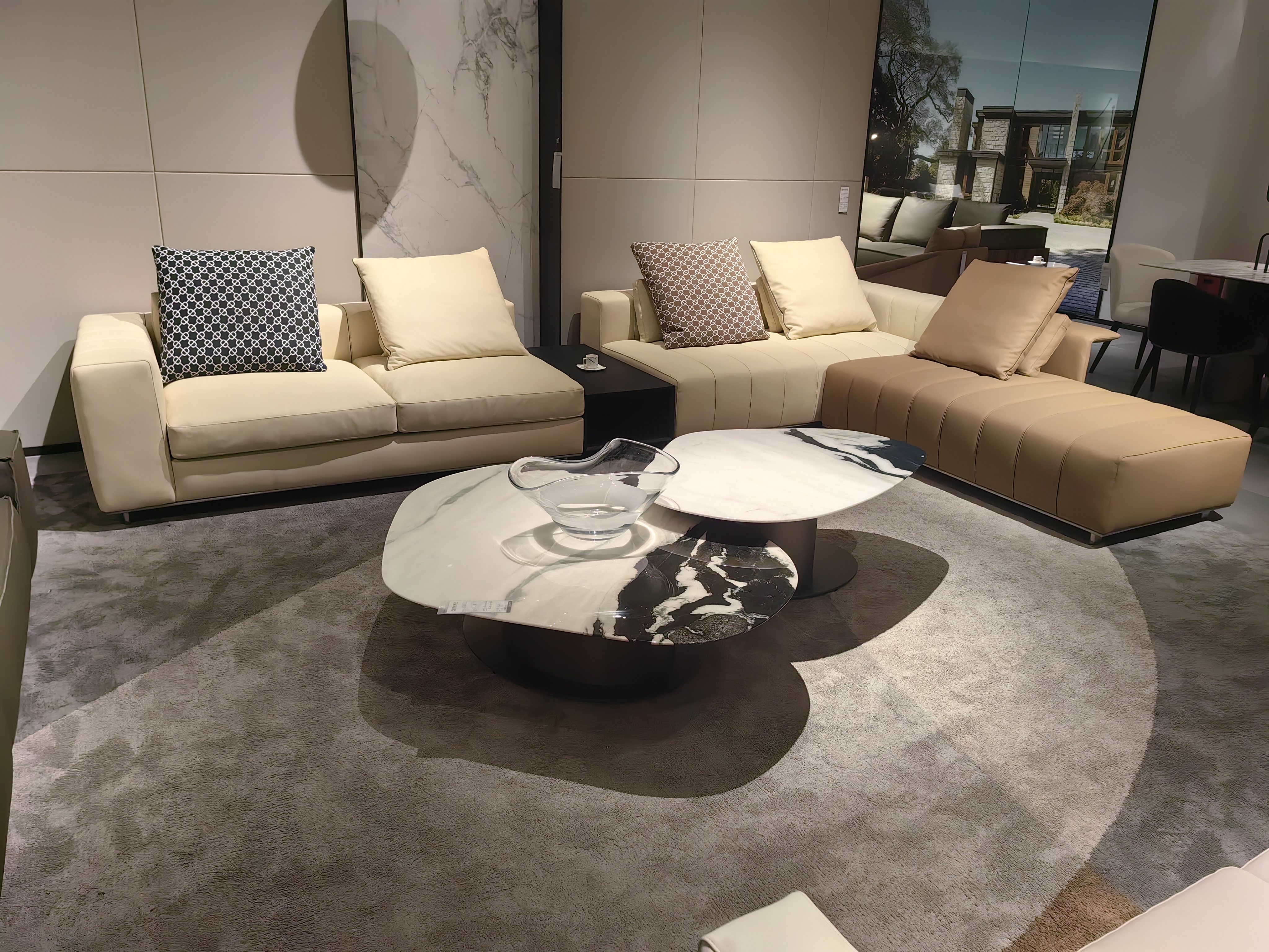 Modern Genuine Leather Piano Key Corner Sofa