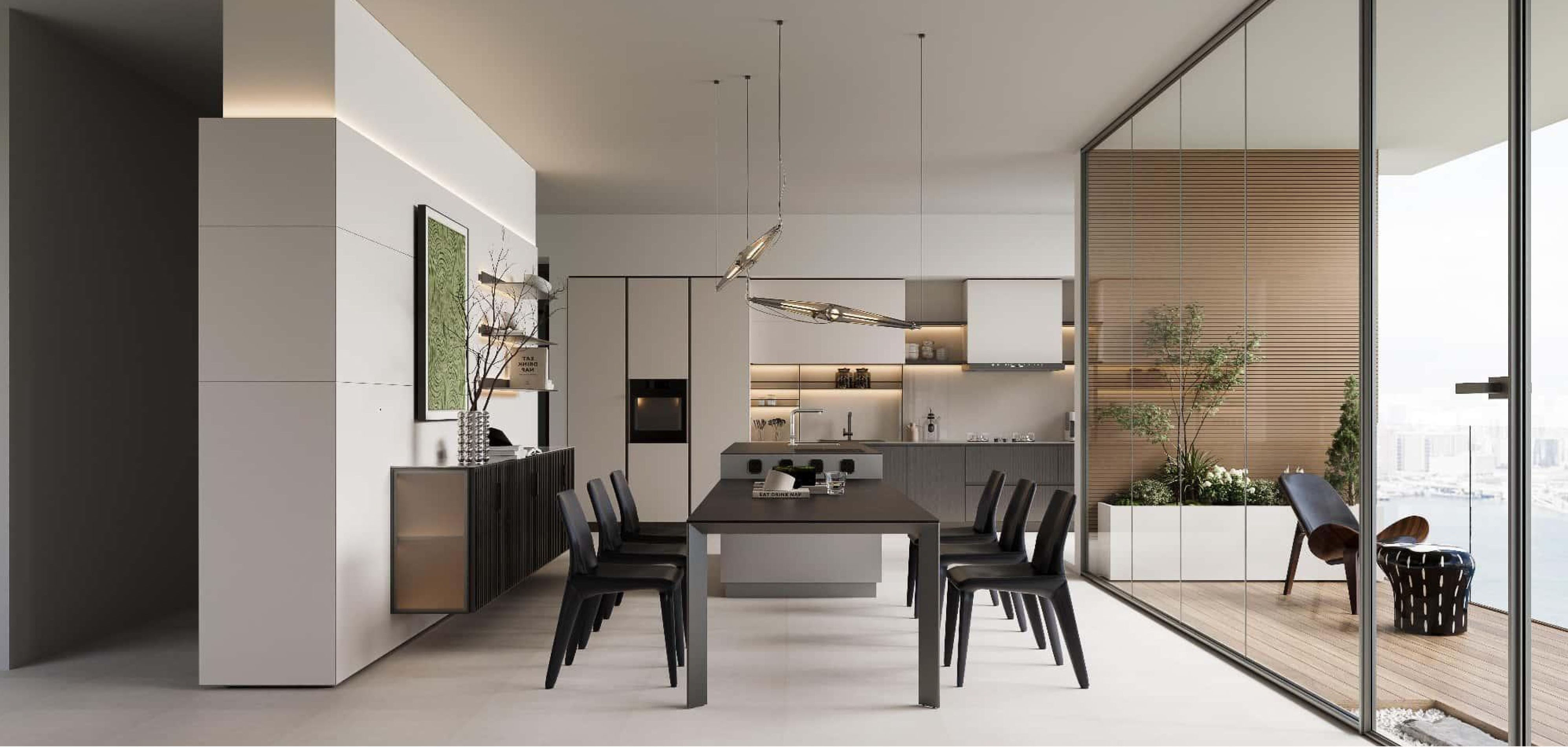 Contemporary White Aluminum Cabinets