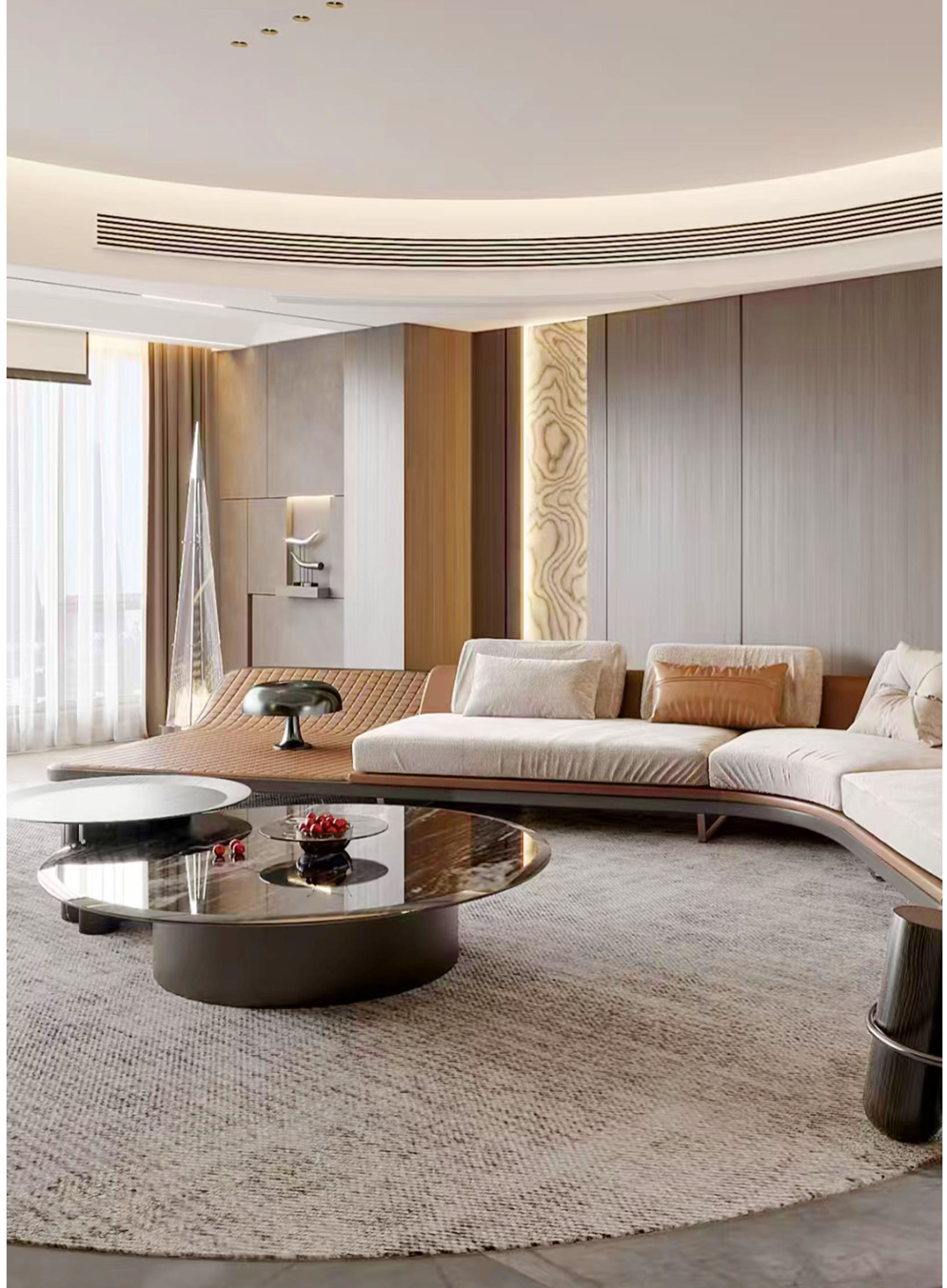 Italian Ferrari-Style Curved Leather Sofa