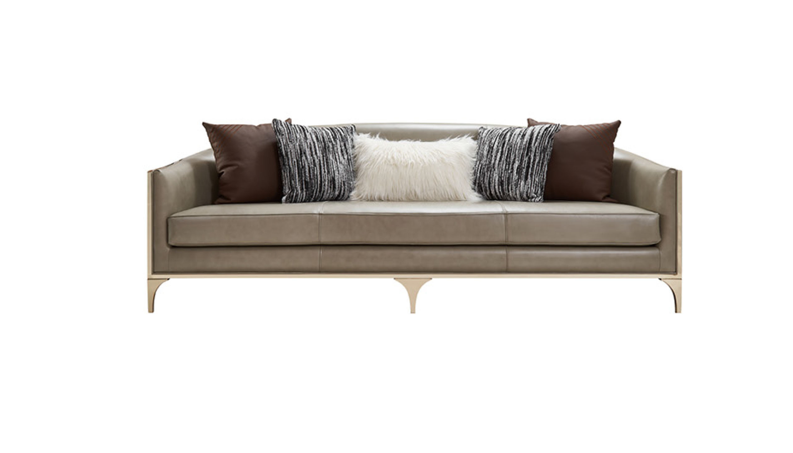 Luxury Rose Carved Leather and Solid Wood Sofa Set