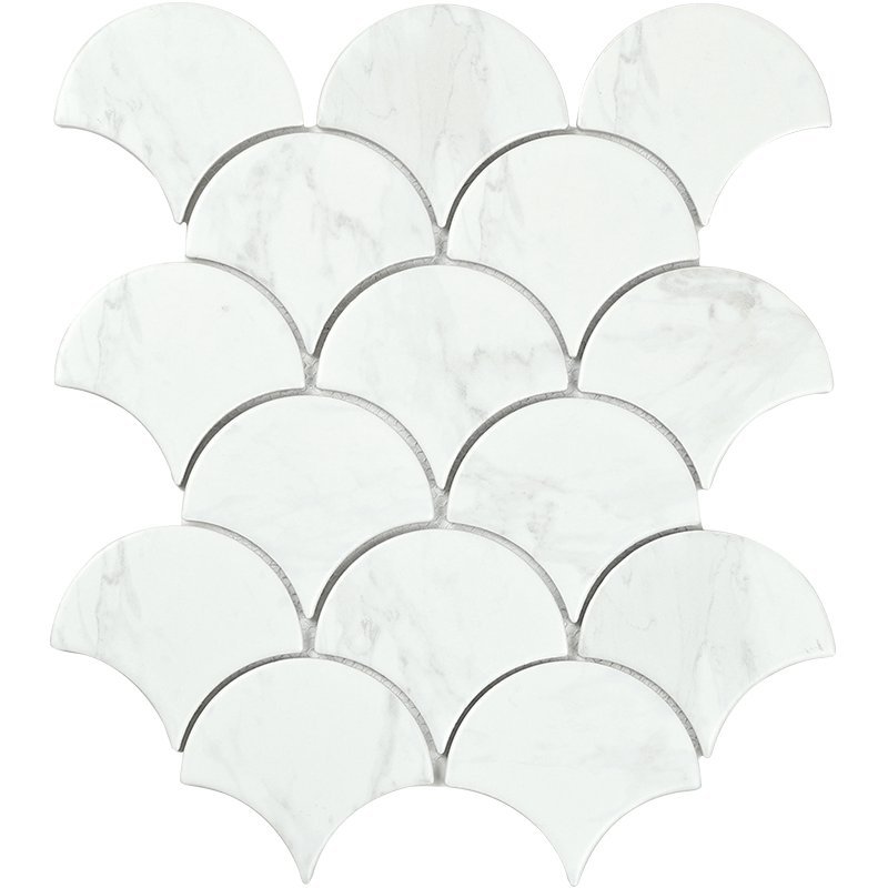 Carrara White Fish Scale Mosaic Tile