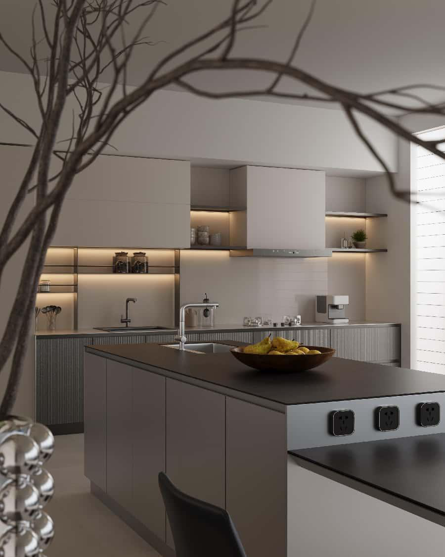 Contemporary White Aluminum Cabinets