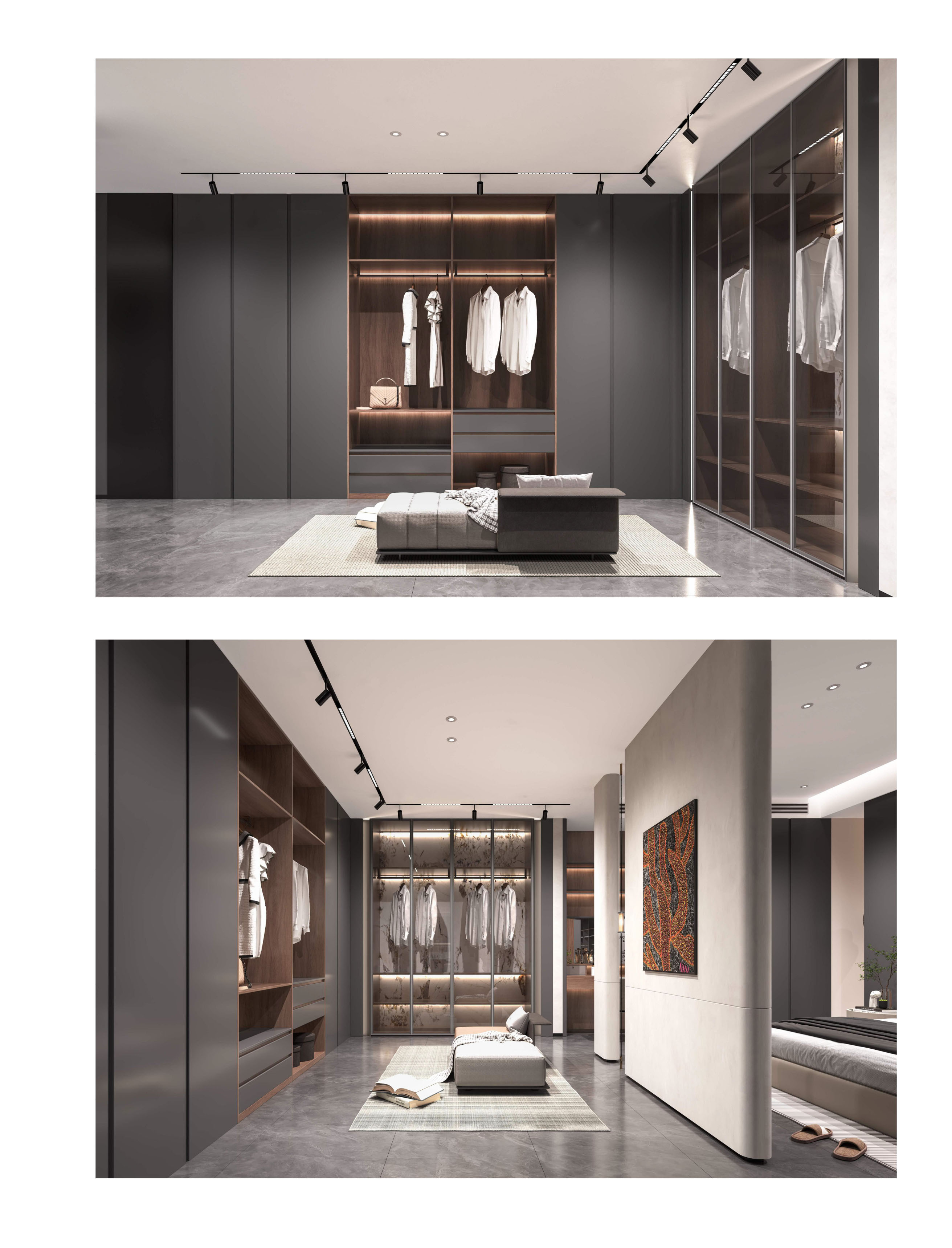 Modern Dark Gray Wooden Wardrobe