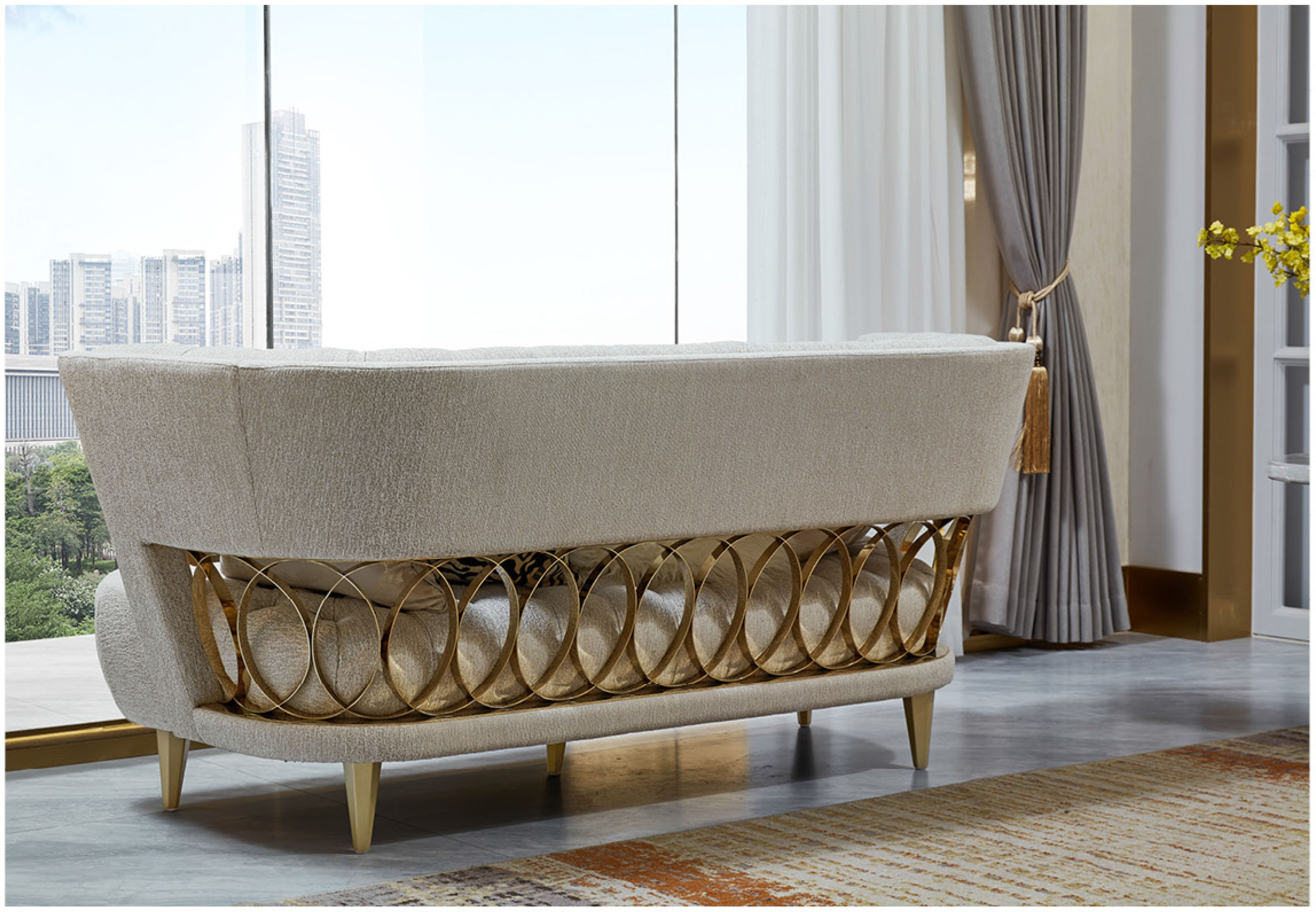 Luxury Tufted Fabric Sofa and Chair Set