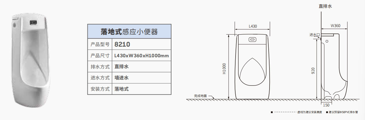 Floor-Mounted Sensor Urinal