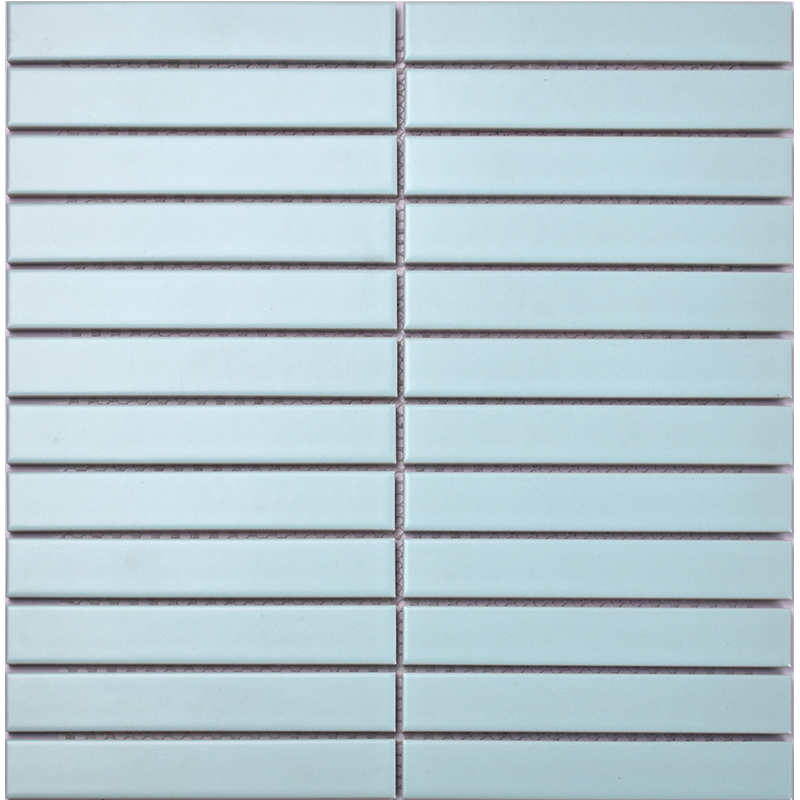 Sky Blue Matte Strip Mosaic Tile