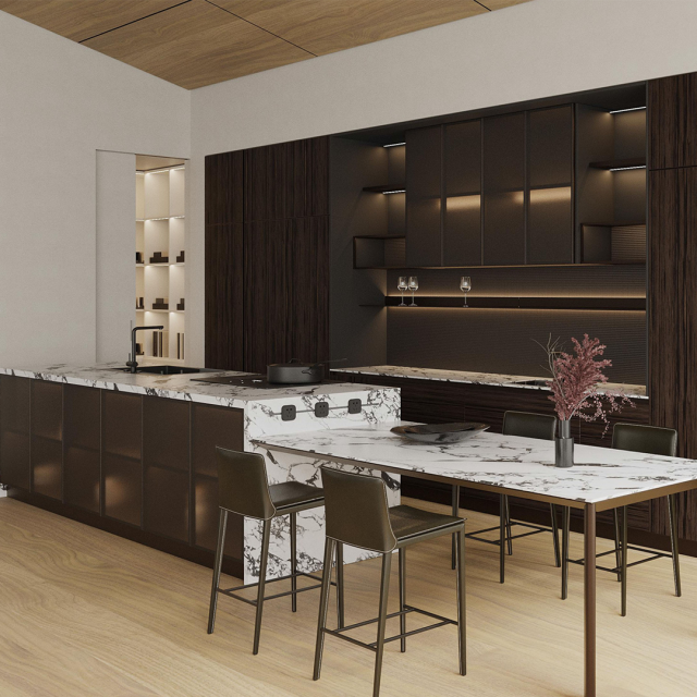 Casual Dark Brown Aluminum Cabinets