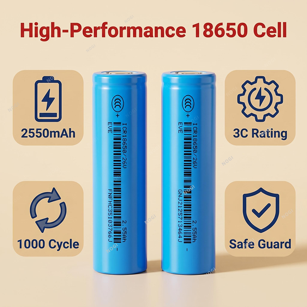 Grade A EVE ICR18650/26V 3.6V 2600mAh New Lithium Cell for Battery Pack Assembly,NOGIPower ,Grade A EVE ICR18650/26V 3.6V 2600mAh New Lithium Cell for Battery Pack Assembly