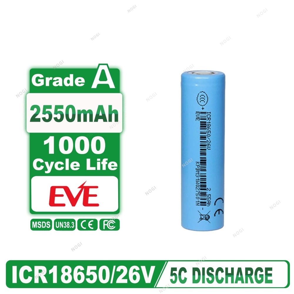 Grade A EVE ICR18650/26V 3.6V 2600mAh New Lithium Cell for Battery Pack Assembly,NOGIPower ,Grade A EVE ICR18650/26V 3.6V 2600mAh New Lithium Cell for Battery Pack Assembly