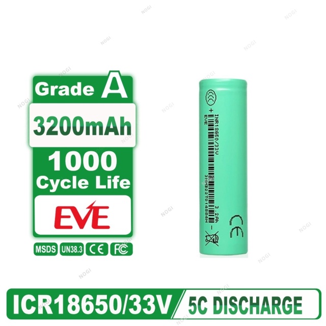 EVE INR18650/33V 3.6V 3200mAh 3C 10A High Power Low Internal Resistance Cell,NOGIPower ,EVE INR18650/33V 3.6V 3200mAh 3C 10A High Power Low Internal Resistance Cell