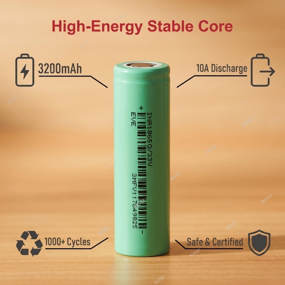 EVE INR18650/33V 3.6V 3200mAh 3C 10A High Power Low Internal Resistance Cell,NOGIPower ,EVE INR18650/33V 3.6V 3200mAh 3C 10A High Power Low Internal Resistance Cell