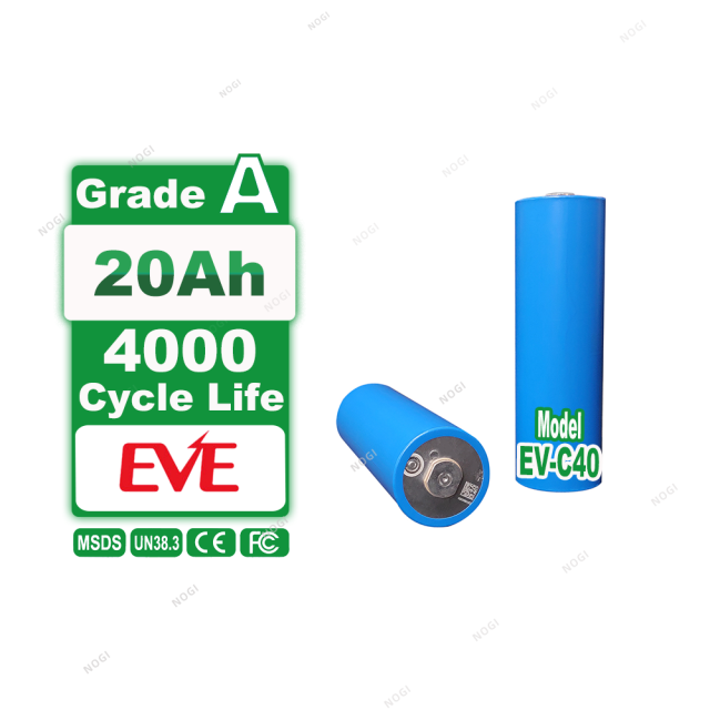 EVE C40 20Ah LiFePO4 Cell – 2000+ Cycles & Ultra Safety for ESS & Long‑Term Power,NOGIPower ,EVE C40 20Ah LiFePO4 Cell – 2000+ Cycles & Ultra Safety for ESS & Long‑Term Power