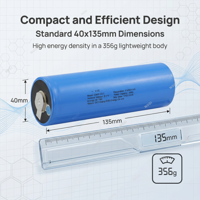 EVE C40 20Ah LiFePO4 Cell – 2000+ Cycles & Ultra Safety for ESS & Long‑Term Power,NOGIPower ,EVE C40 20Ah LiFePO4 Cell – 2000+ Cycles & Ultra Safety for ESS & Long‑Term Power