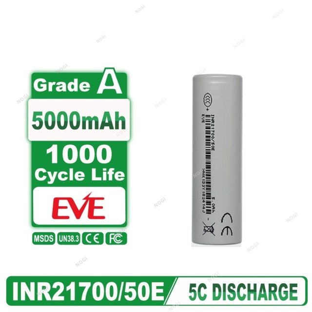 EVE INR21700/50E- High Energy Density 3.7V 5000mAh 21700 Cell for E-Mobility & Portable Storage,NOGIPower ,EVE INR21700/50E- High Energy Density 3.7V 5000mAh 21700 Cell for E-Mobility & Portable Storage