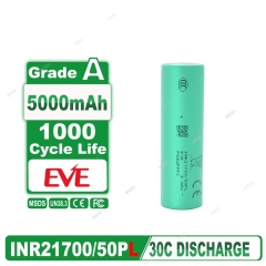 EVE INR21700‑50PL tabless 21700 Cell with 25C Continuous Discharge 3.7V 5000mAh for High‑Power Applications,NOGIPower ,EVE INR21700‑50PL tabless 21700 Cell with 25C Continuous Discharge 3.7V 5000mAh for High‑Power Applications