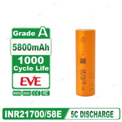 EVE INR21700/58E 3.6V 5700mAh High‑Energy 21700 Cell for Long‑Range E‑Mobility & Portable Power,NOGIPower ,EVE INR21700/58E 3.6V 5700mAh High‑Energy 21700 Cell for Long‑Range E‑Mobility & Portable Power