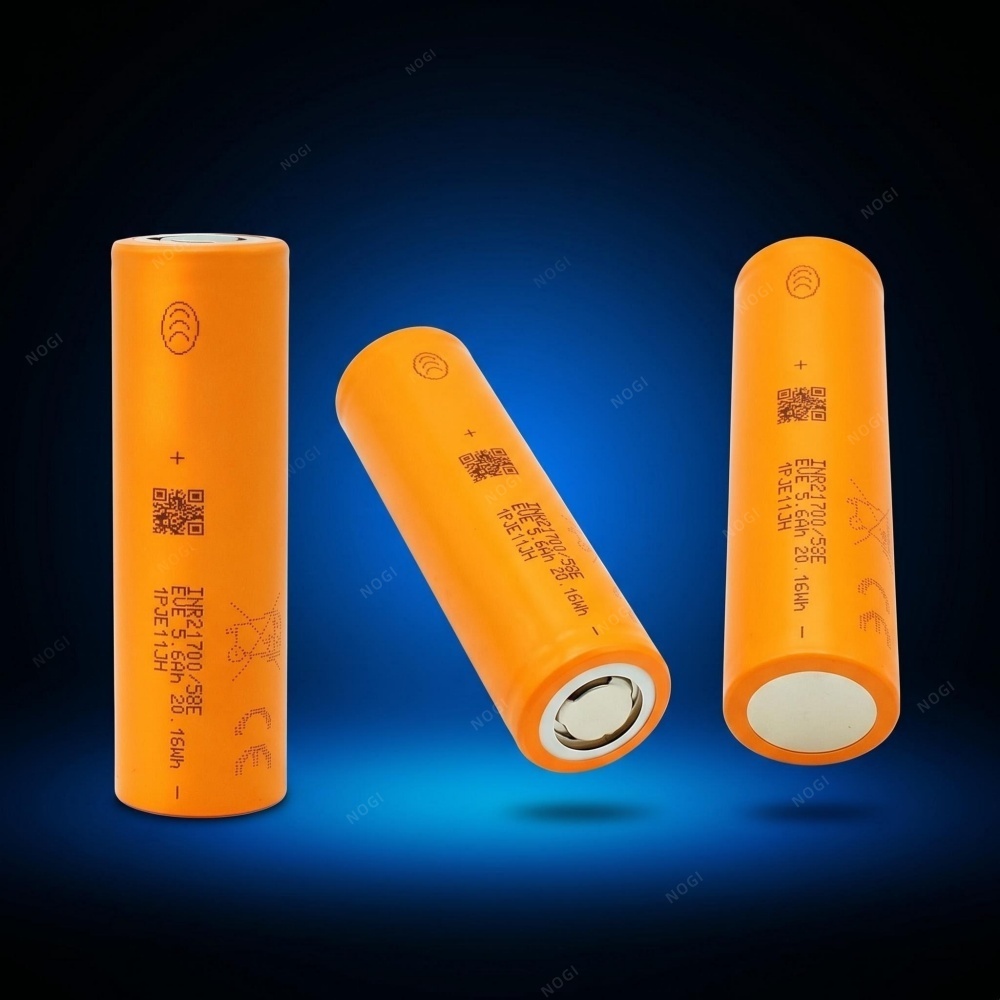 EVE INR21700/58E 3.6V 5700mAh High‑Energy 21700 Cell for Long‑Range E‑Mobility & Portable Power,NOGIPower ,EVE INR21700/58E 3.6V 5700mAh High‑Energy 21700 Cell for Long‑Range E‑Mobility & Portable Power