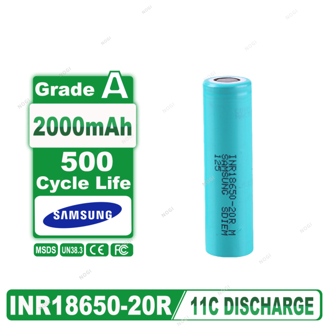 Samsung INR18650-20R 18650 2000mAh| 22A High Discharge Safe 18650 Cell for Power Tools & EV,NOGIPower ,Samsung INR18650-20R 18650 2000mAh| 22A High Discharge Safe 18650 Cell for Power Tools & EV