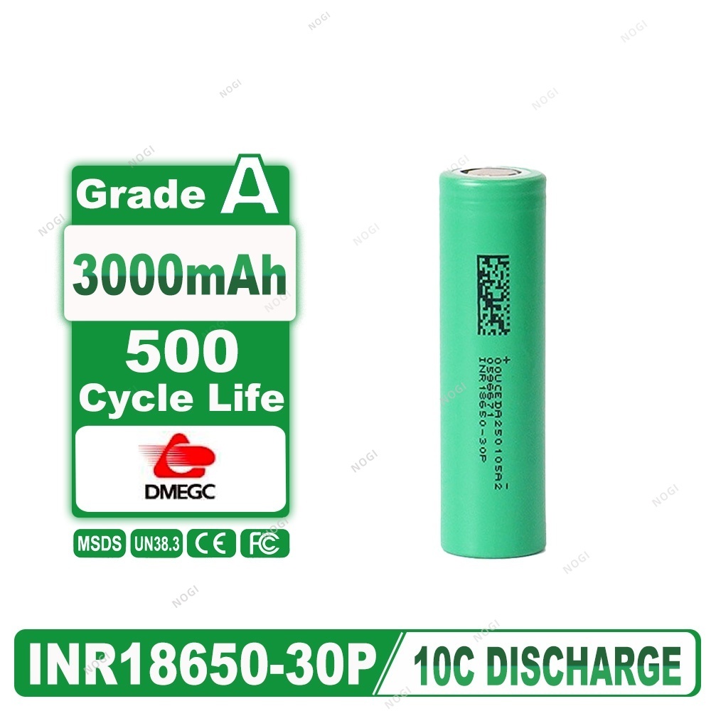 DMEGC INR18650-30P 18650 Battery Cell 3000mAh 3.7V 6C Continuous Discharge 2C Charge High Performance Li-ion Cell for Electric Scooters,NOGIPower ,DMEGC INR18650-30P 18650 Battery Cell 3000mAh 3.7V 6C Continuous Discharge 2C Charge High Performance Li-ion Cell for Electric Scooters