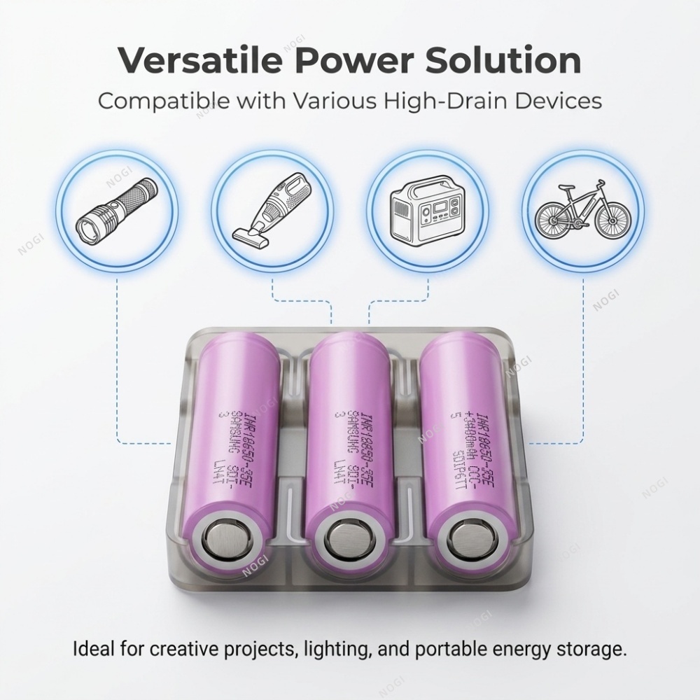 3500mAh High Capacity 18650 Battery | Samsung INR18650-35E for Long Runtime,NOGIPower ,3500mAh High Capacity 18650 Battery | Samsung INR18650-35E for Long Runtime