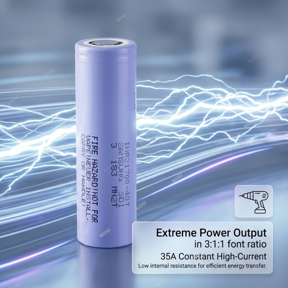3.7V 4000mAh High Capacity 21700 Cell | Samsung 40T with 35A Continuous Discharge,NOGIPower ,3.7V 4000mAh High Capacity 21700 Cell | Samsung 40T with 35A Continuous Discharge