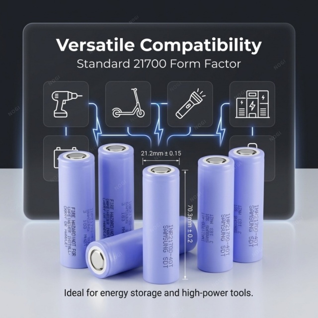 3.7V 4000mAh High Capacity 21700 Cell | Samsung 40T with 35A Continuous Discharge,NOGIPower ,3.7V 4000mAh High Capacity 21700 Cell | Samsung 40T with 35A Continuous Discharge