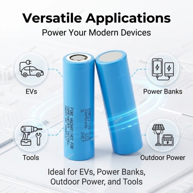 Long Cycle Life 21700 Rechargeable Battery | Samsung INR21700-50E 3.7V 5000mah 21700 cell for Daily Use,NOGIPower ,Long Cycle Life 21700 Rechargeable Battery | Samsung INR21700-50E 3.7V 5000mah 21700 cell for Daily Use