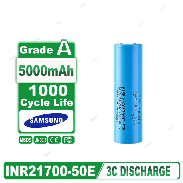 Long Cycle Life 21700 Rechargeable Battery | Samsung INR21700-50E 3.7V 5000mah 21700 cell for Daily Use,NOGIPower ,Long Cycle Life 21700 Rechargeable Battery | Samsung INR21700-50E 3.7V 5000mah 21700 cell for Daily Use