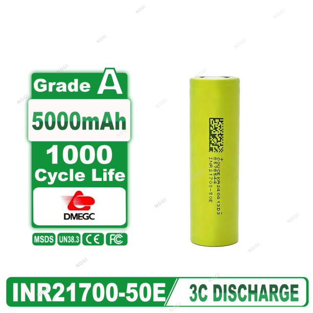 Original DMEGC INR21700-50E 21700 Lithium-ion Cell 5000mAh 3.7V 3C High Rate 1000 Cycles Safe Rechargeable Battery for E-vehicles Industrial Equipment,NOGIPower ,Original DMEGC INR21700-50E 21700 Lithium-ion Cell 5000mAh 3.7V 3C High Rate 1000 Cycles Safe Rechargeable Battery for E-vehicles Industrial Equipment