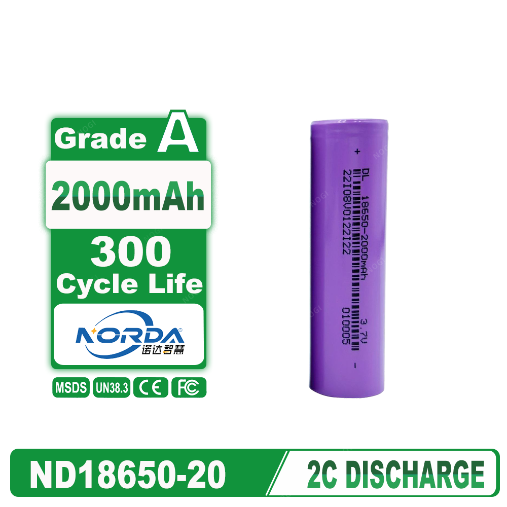 Cost-effective Nuoda ND18650-2000mAh 18650 Battery 3.7V 2000mAh High Safety Li-ion Cell for Energy Storage System Emergency Light,NOGIPower ,Cost-effective Nuoda ND18650-2000mAh 18650 Battery 3.7V 2000mAh High Safety Li-ion Cell for Energy Storage System Emergency Light