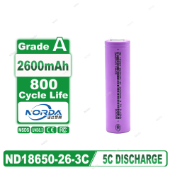 Factory Price ND18650-2600mAh-3C 3.7V Li-ion Battery 2600mAh 3C High Rate Discharge Rechargeable Cell Wholesale,NOGIPower ,Factory Price ND18650-2600mAh-3C 3.7V Li-ion Battery 2600mAh 3C High Rate Discharge Rechargeable Cell Wholesale
