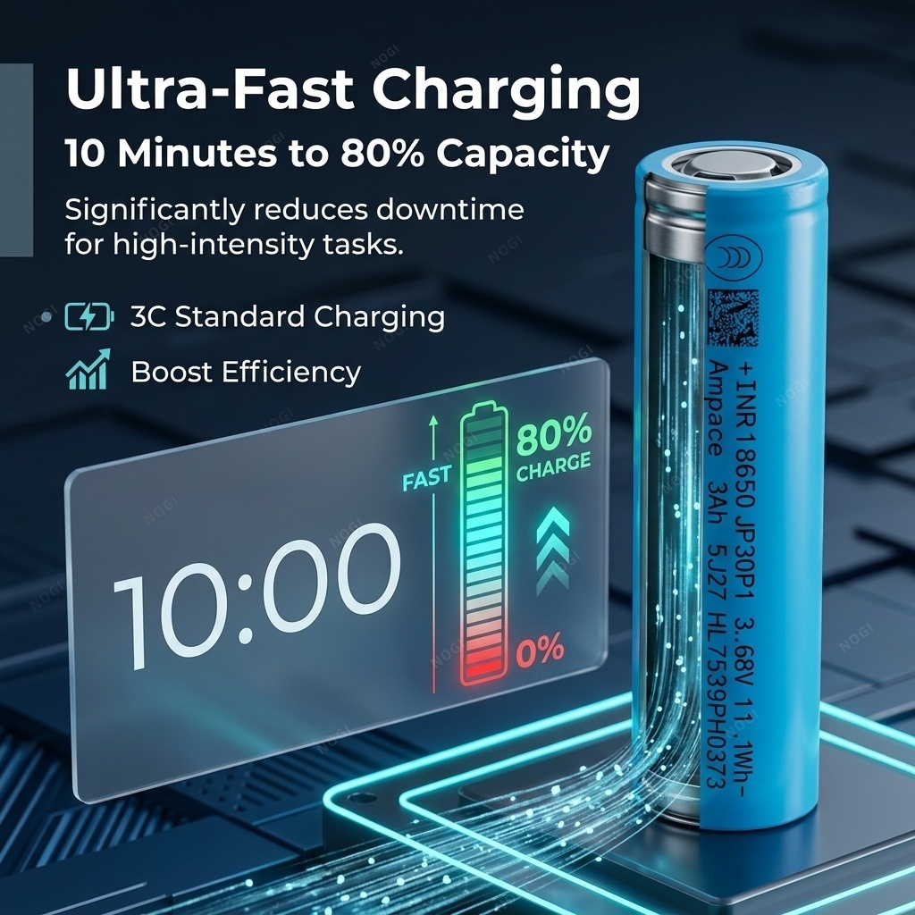 Ampace INR18650-JP30P1 3000mAh 3.7V Full Tab High Rate Li-ion Battery Cell,NOGIPower ,Ampace INR18650-JP30P1 3000mAh 3.7V Full Tab High Rate Li-ion Battery Cell