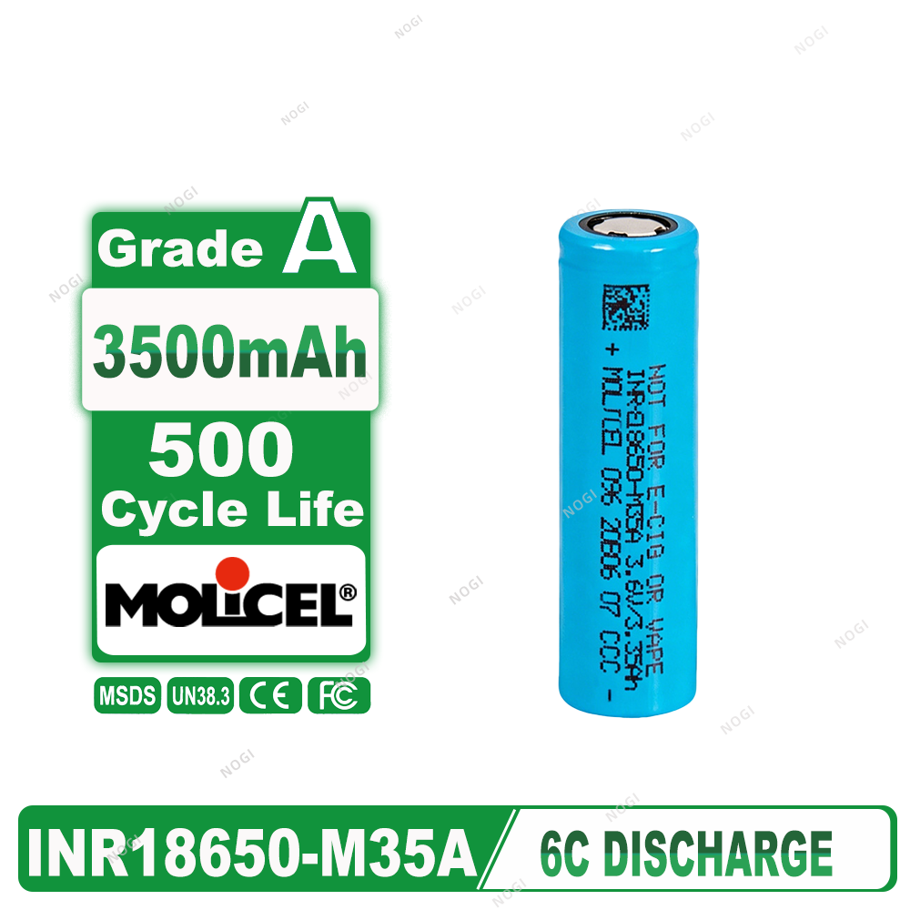 Molicel Grade A New INR18650-M35A 3.6V 3500mAh High Performance 18650 Li-ion Battery Cell,NOGIPower ,Molicel Grade A New INR18650-M35A 3.6V 3500mAh High Performance 18650 Li-ion Battery Cell
