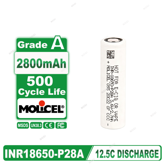 Genuine Molicel 18650 Battery INR18650-P28A 3.6V 2800mAh High Rate Li-ion Cell – 35A Discharge & Wide Temp Range,NOGIPower ,Genuine Molicel 18650 Battery INR18650-P28A 3.6V 2800mAh High Rate Li-ion Cell – 35A Discharge & Wide Temp Range