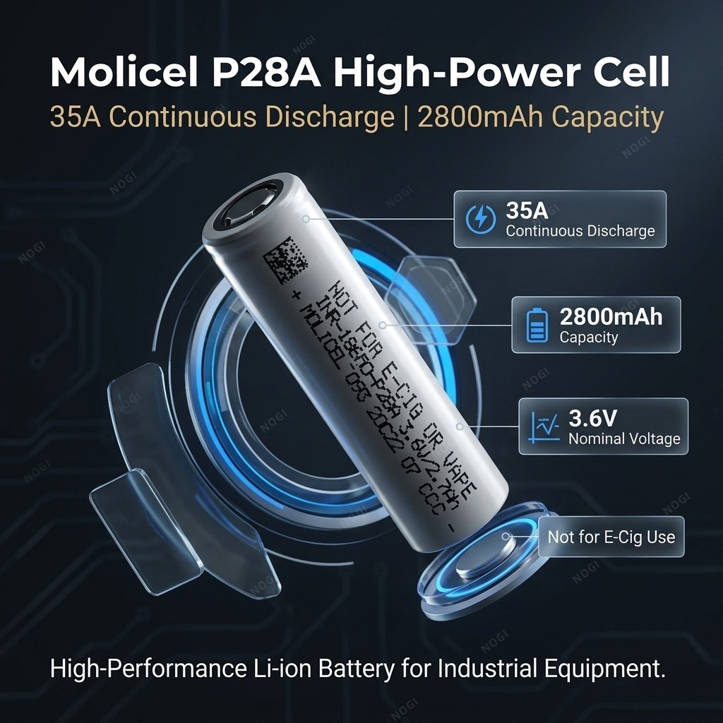 Genuine Molicel 18650 Battery INR18650-P28A 3.6V 2800mAh High Rate Li-ion Cell – 35A Discharge & Wide Temp Range,NOGIPower ,Genuine Molicel 18650 Battery INR18650-P28A 3.6V 2800mAh High Rate Li-ion Cell – 35A Discharge & Wide Temp Range