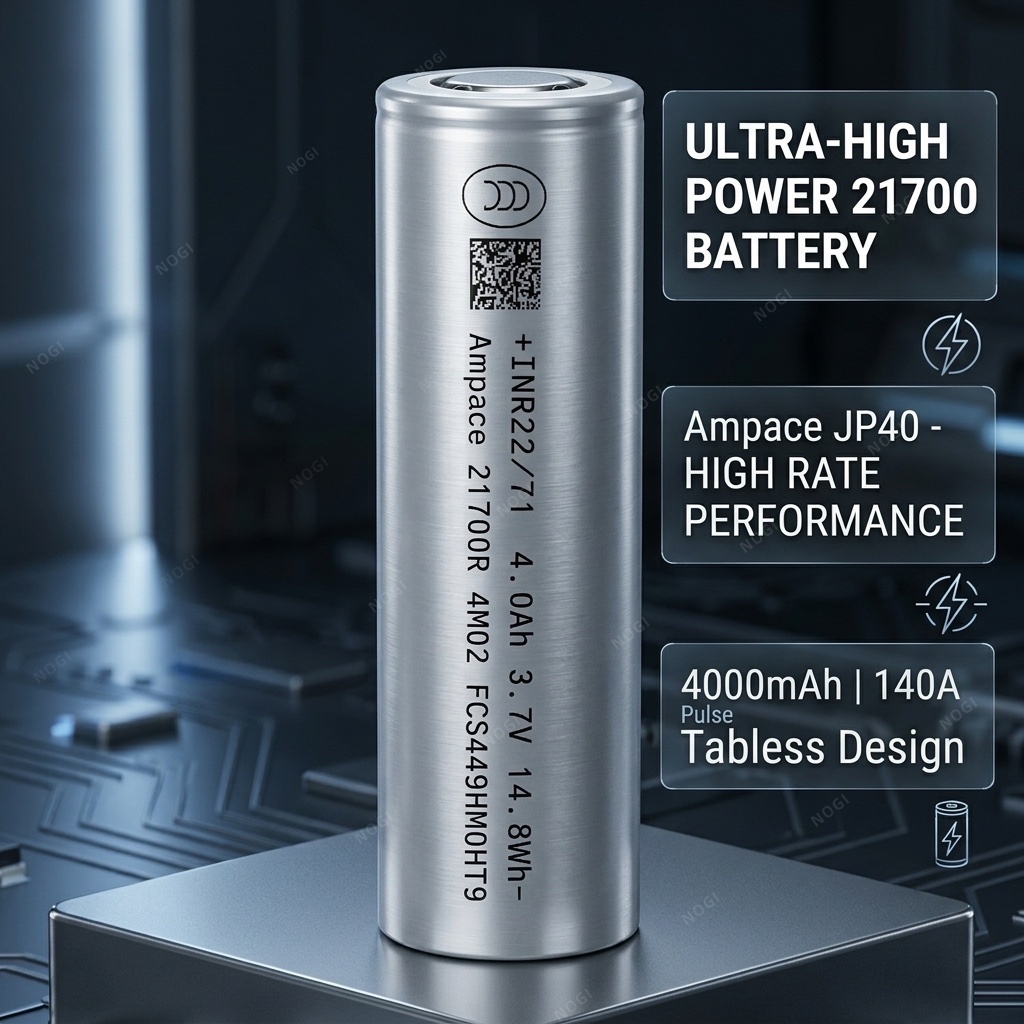 Full Tab Design High Rate Ampace INR21700A 3.7V 4000mAh Rechargeable Cell,NOGIPower ,Full Tab Design High Rate Ampace INR21700A 3.7V 4000mAh Rechargeable Cell