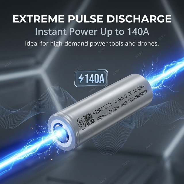 Full Tab Design High Rate Ampace INR21700A 3.7V 4000mAh Rechargeable Cell,NOGIPower ,Full Tab Design High Rate Ampace INR21700A 3.7V 4000mAh Rechargeable Cell