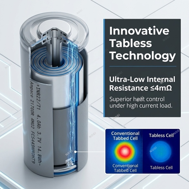 Full Tab Design High Rate Ampace INR21700A 3.7V 4000mAh Rechargeable Cell,NOGIPower ,Full Tab Design High Rate Ampace INR21700A 3.7V 4000mAh Rechargeable Cell