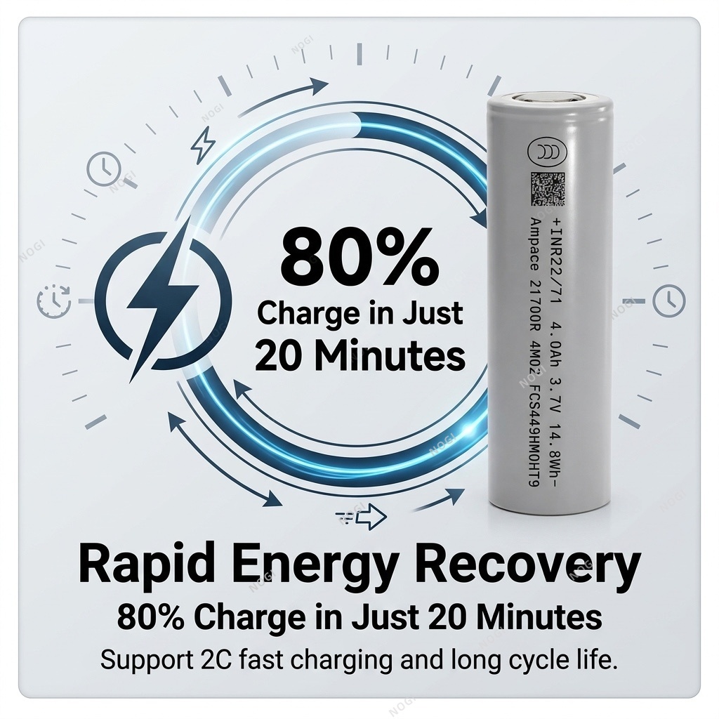 Full Tab Design High Rate Ampace INR21700A 3.7V 4000mAh Rechargeable Cell,NOGIPower ,Full Tab Design High Rate Ampace INR21700A 3.7V 4000mAh Rechargeable Cell