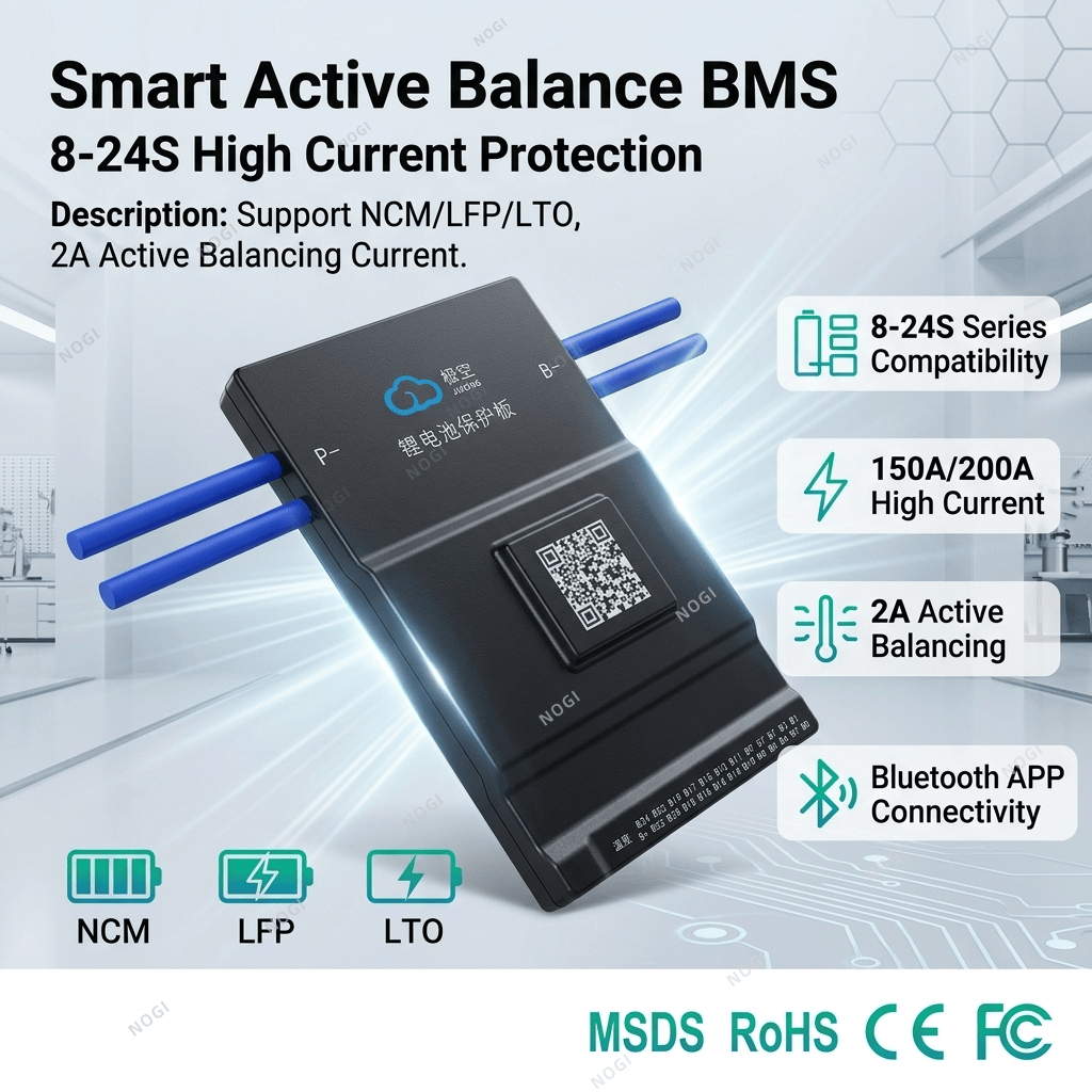 JK-B2A24S Series 2A Active Equalization BMS Protection Board for Lithium Battery EV and Energy Storage System,NOGIPower ,JK-B2A24S Series 2A Active Equalization BMS Protection Board for Lithium Battery EV and Energy Storage System