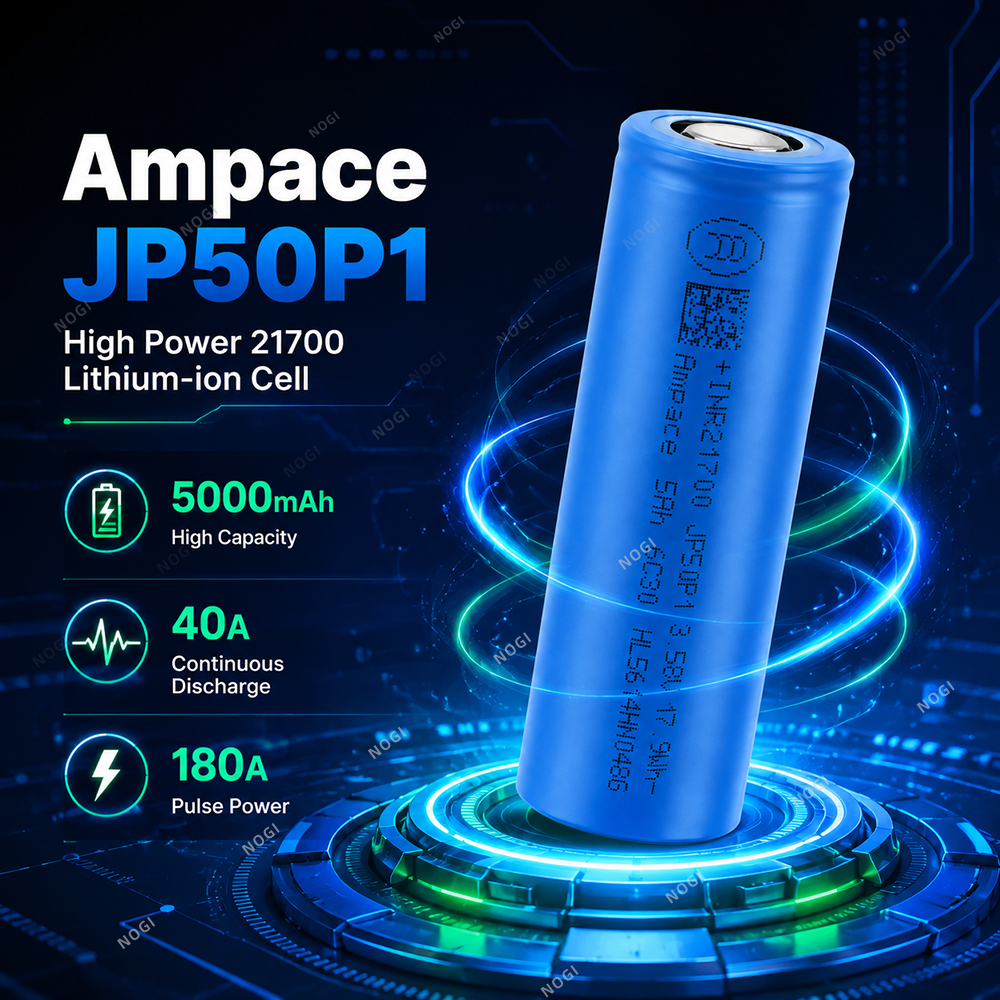 Ampace JP50P1 21700 Cell High Capacity & Ultra High Discharge Power Lithium Ion Cell,NOGIPower ,Ampace JP50P1 21700 Cell High Capacity & Ultra High Discharge Power Lithium Ion Cell